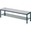 Free-standing bench seat with light grey plastic slats